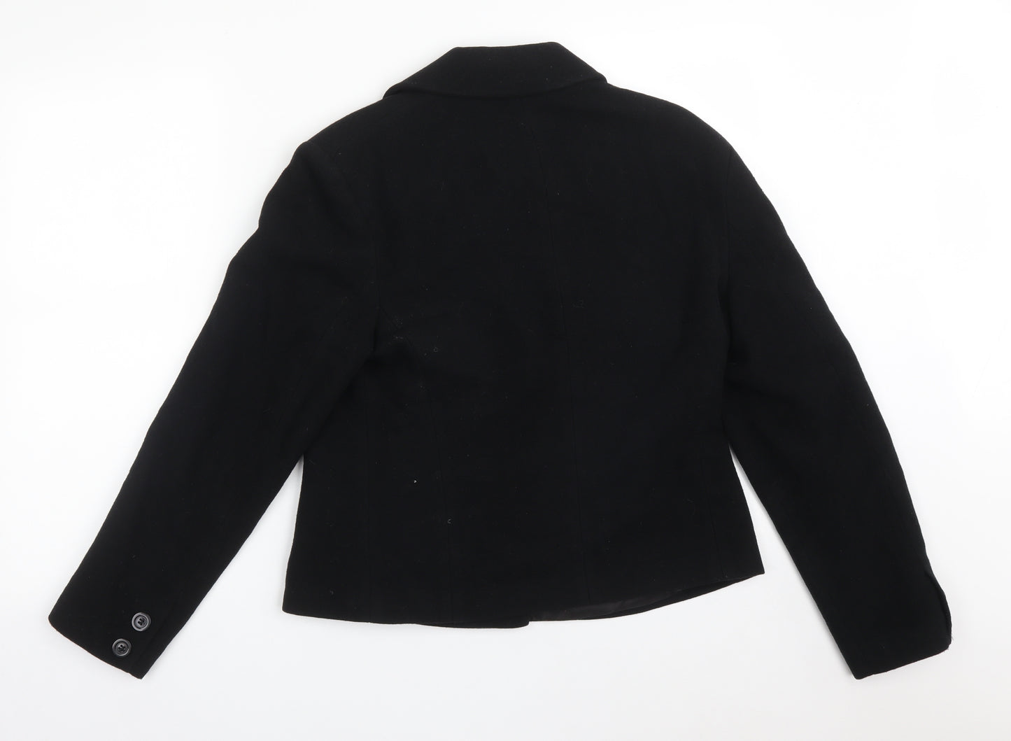 Preworn Womens Black  Wool Jacket Suit Jacket Size 14