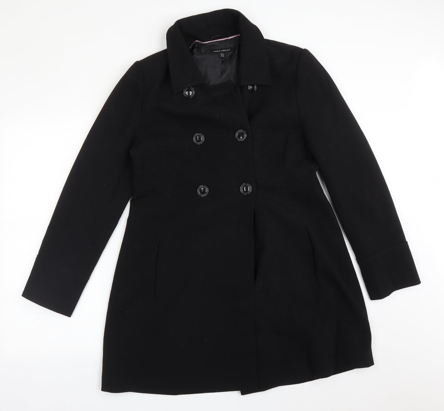 Laura Ashley Womens Black   Trench Coat Coat Size 12