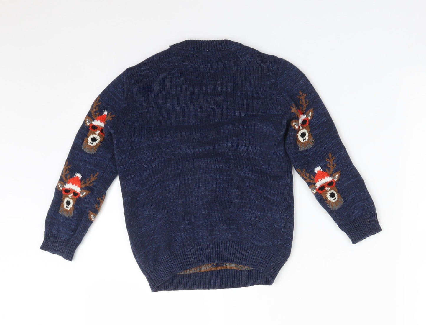 TU Boys Blue Animal Print Cotton Pullover Sweatshirt Size 5 Years   - REINDEER
