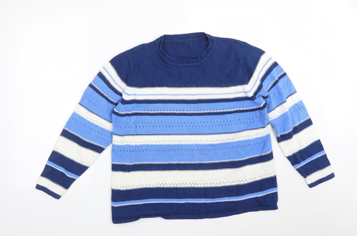 Preworn Womens Multicoloured Striped Cotton Pullover Sweatshirt Size L