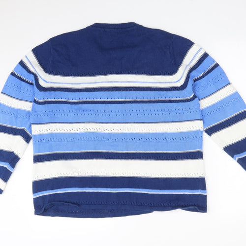 Preworn Womens Multicoloured Striped Cotton Pullover Sweatshirt Size L