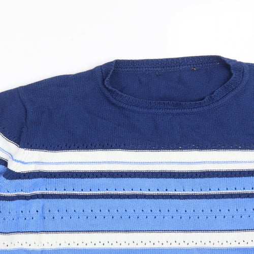 Preworn Womens Multicoloured Striped Cotton Pullover Sweatshirt Size L