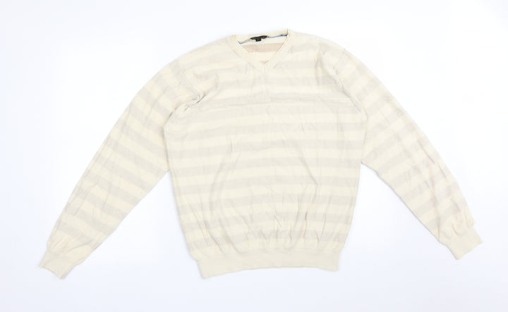 Stark Mens Multicoloured Striped Cotton Pullover Sweatshirt Size XL