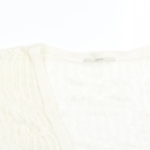 George Womens White  Geometric Acrylic Cardigan Jumper Size M