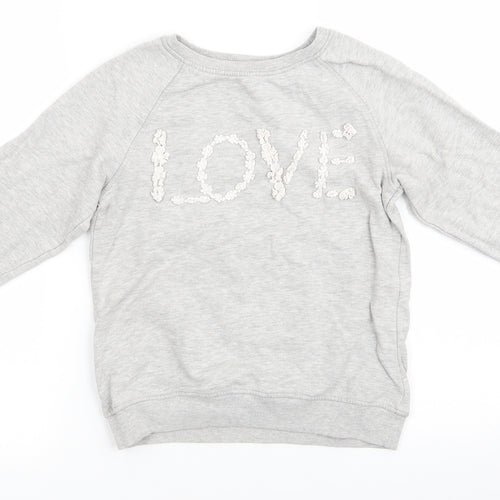 NEXT Girls Grey  Cotton Pullover Sweatshirt Size 10 Years   - Love