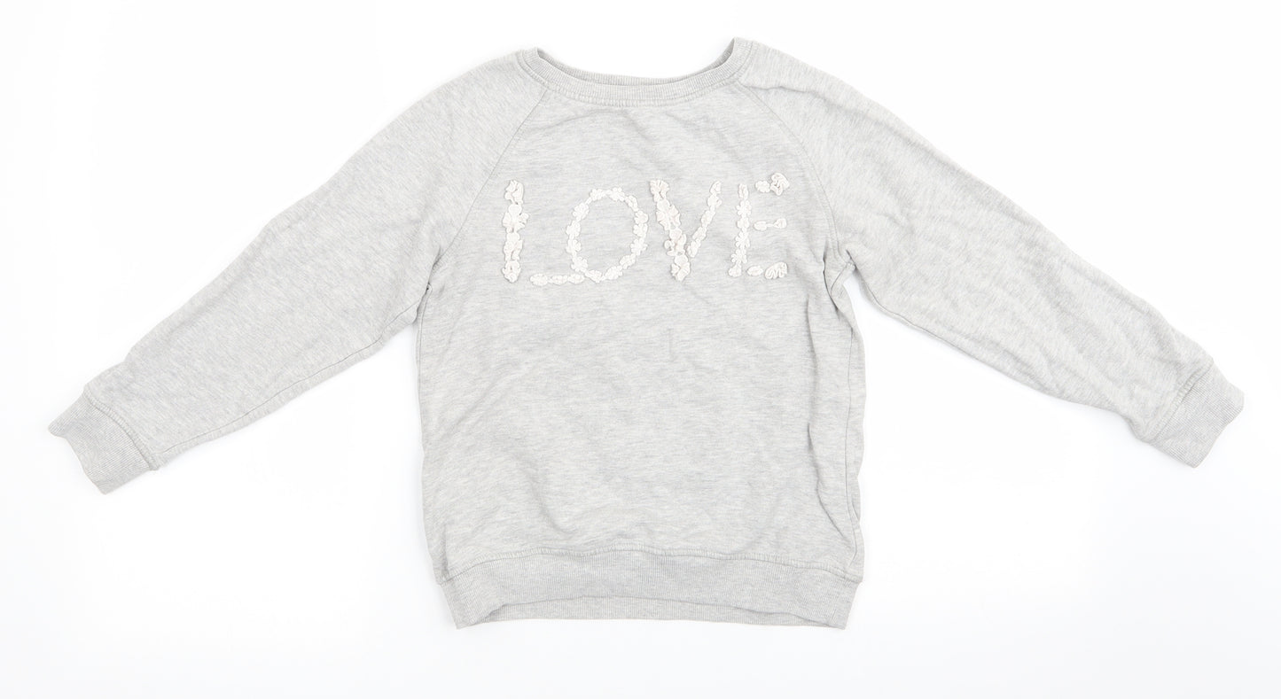 NEXT Girls Grey  Cotton Pullover Sweatshirt Size 10 Years   - Love