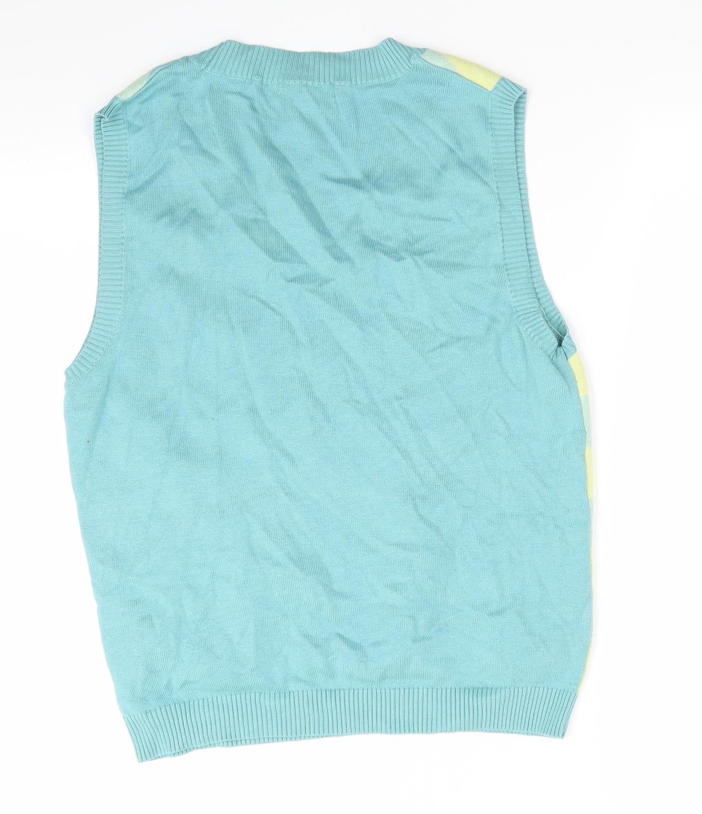 NEXT Mens Green Round Neck Striped Cotton Vest Jumper Size S   - Green & Yellow shades