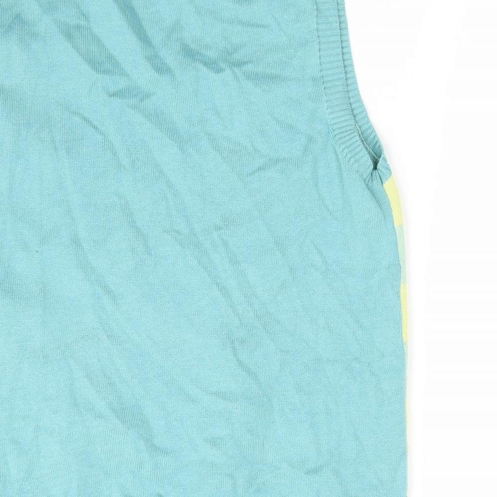 NEXT Mens Green Round Neck Striped Cotton Vest Jumper Size S   - Green & Yellow shades