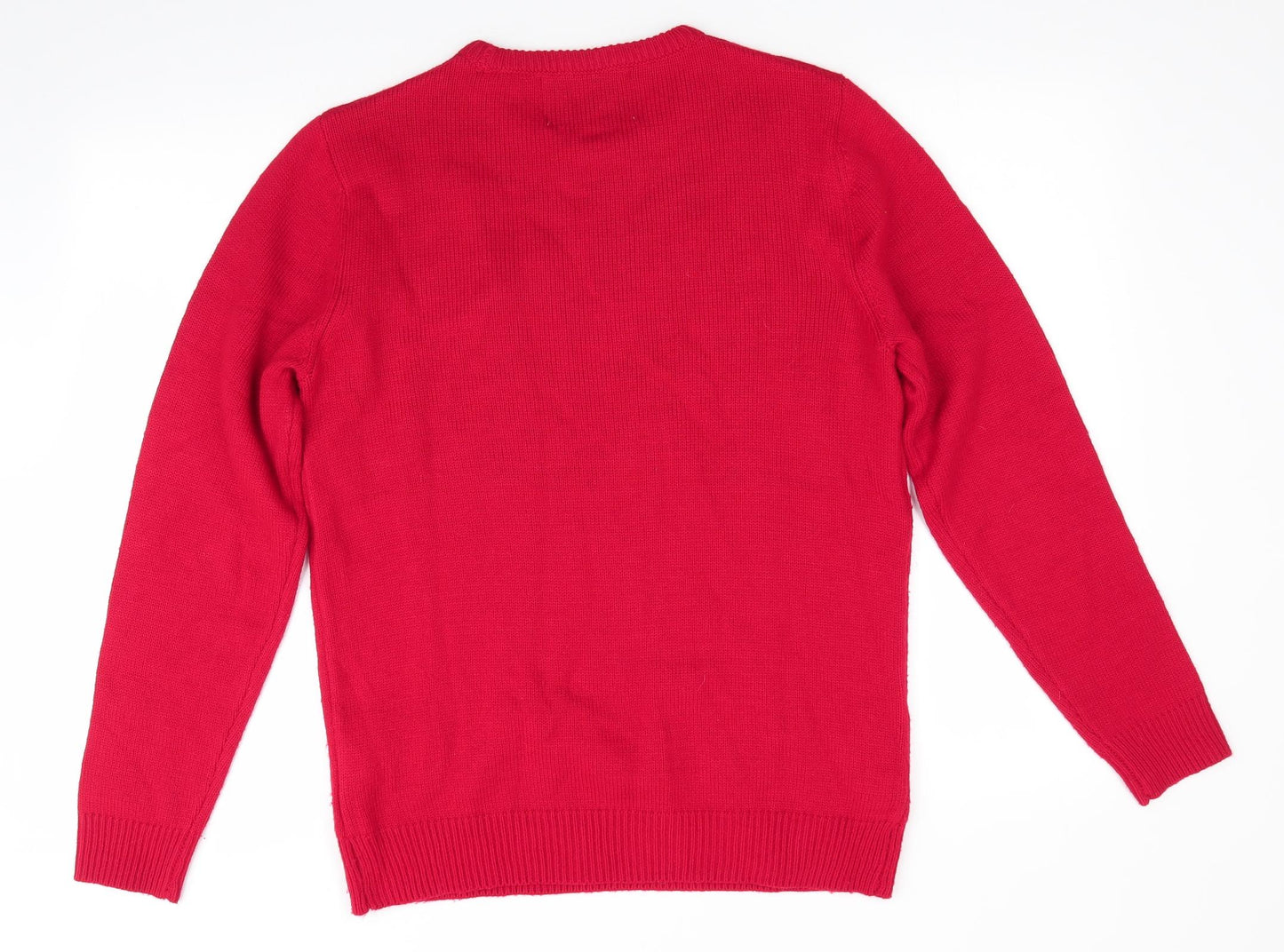 Cedar Wood State Mens Red Round Neck  Acrylic Pullover Jumper Size M   - Snowman HO HO HO