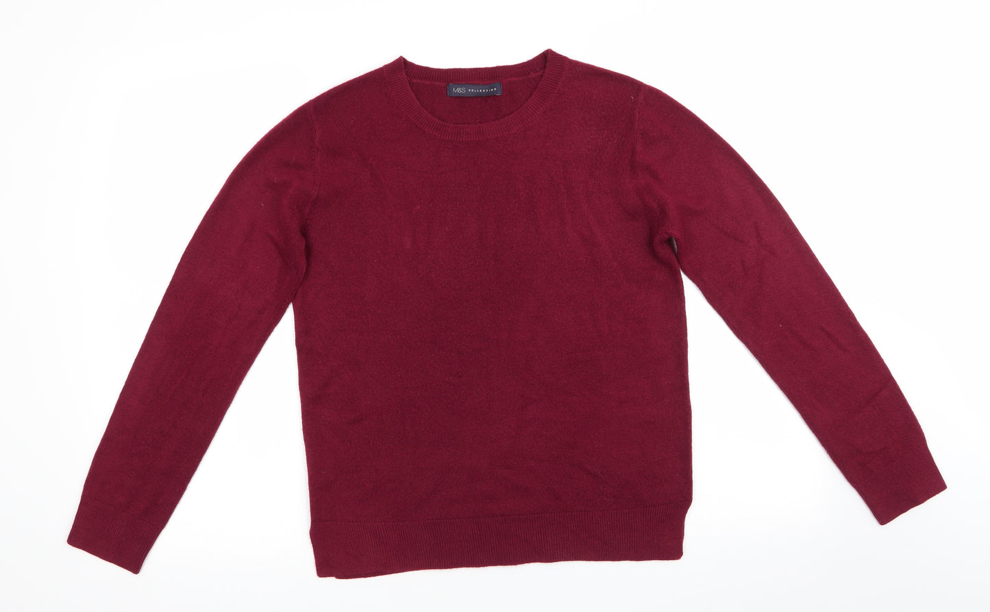 Marks and Spencer Womens Brown Round Neck  Acrylic Pullover Jumper Size 10   - Claret colour