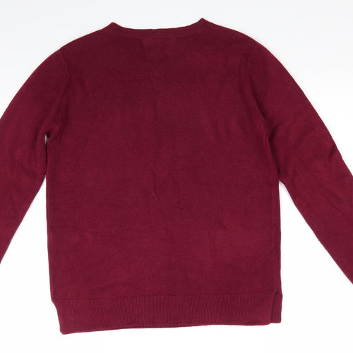 Marks and Spencer Womens Brown Round Neck  Acrylic Pullover Jumper Size 10   - Claret colour