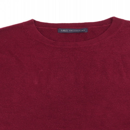 Marks and Spencer Womens Brown Round Neck  Acrylic Pullover Jumper Size 10   - Claret colour