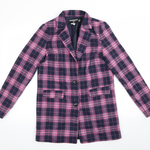 Heartbreak Womens Blue Check  Jacket  Size 8   - Navy & Pink