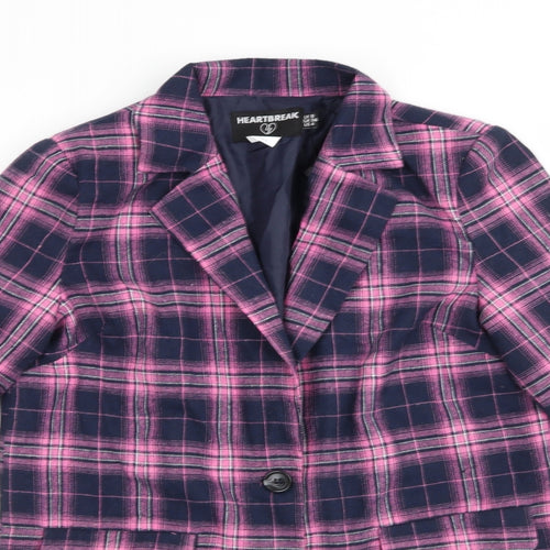 Heartbreak Womens Blue Check  Jacket  Size 8   - Navy & Pink