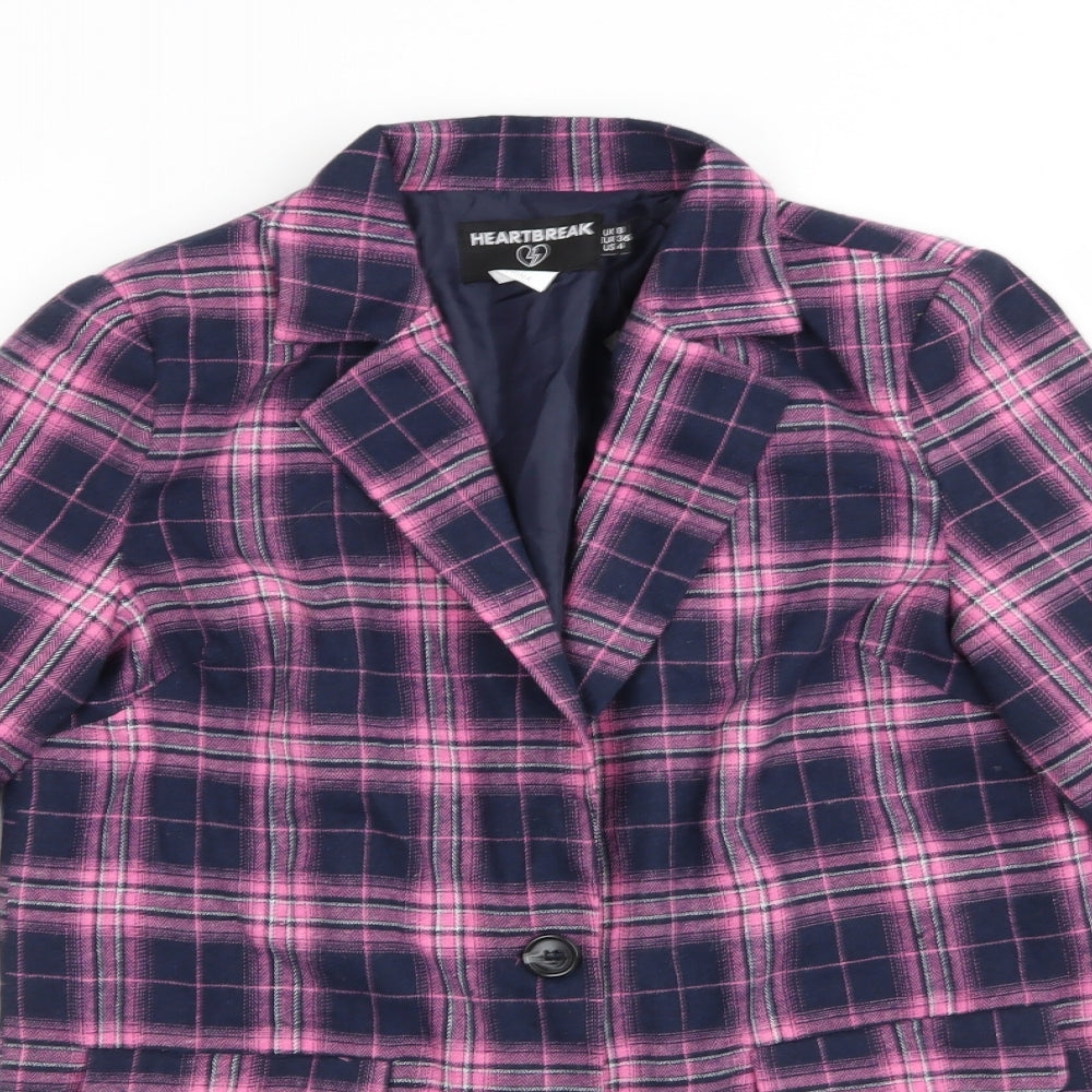 Heartbreak Womens Blue Check  Jacket  Size 8   - Navy & Pink