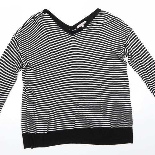 Limited Eddition Womens Black V-Neck Striped  Pullover Jumper Size 16   - V Neck Front & Back