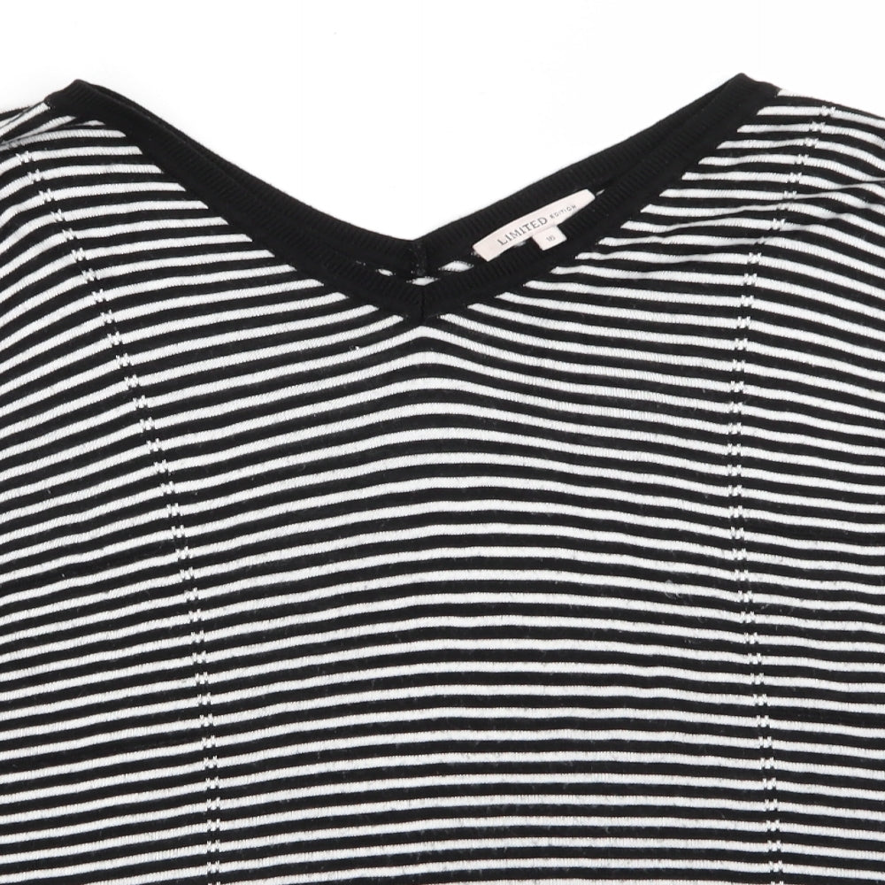 Limited Eddition Womens Black V-Neck Striped  Pullover Jumper Size 16   - V Neck Front & Back