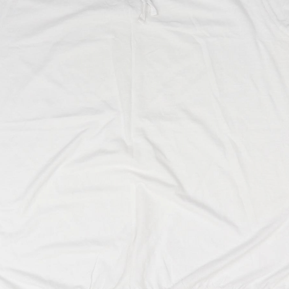 TU Womens White Floral Cotton Basic T-Shirt Size 22 Round Neck - Lace Shoulders Tie back neck