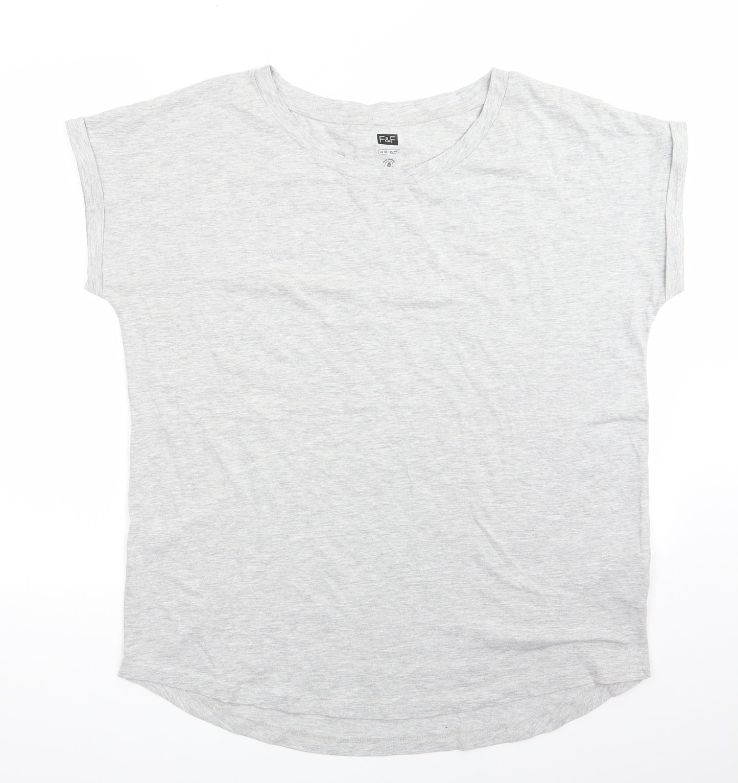 Florence and Fred Womens Grey  Cotton Basic T-Shirt Size 18 Round Neck - Grey Marl
