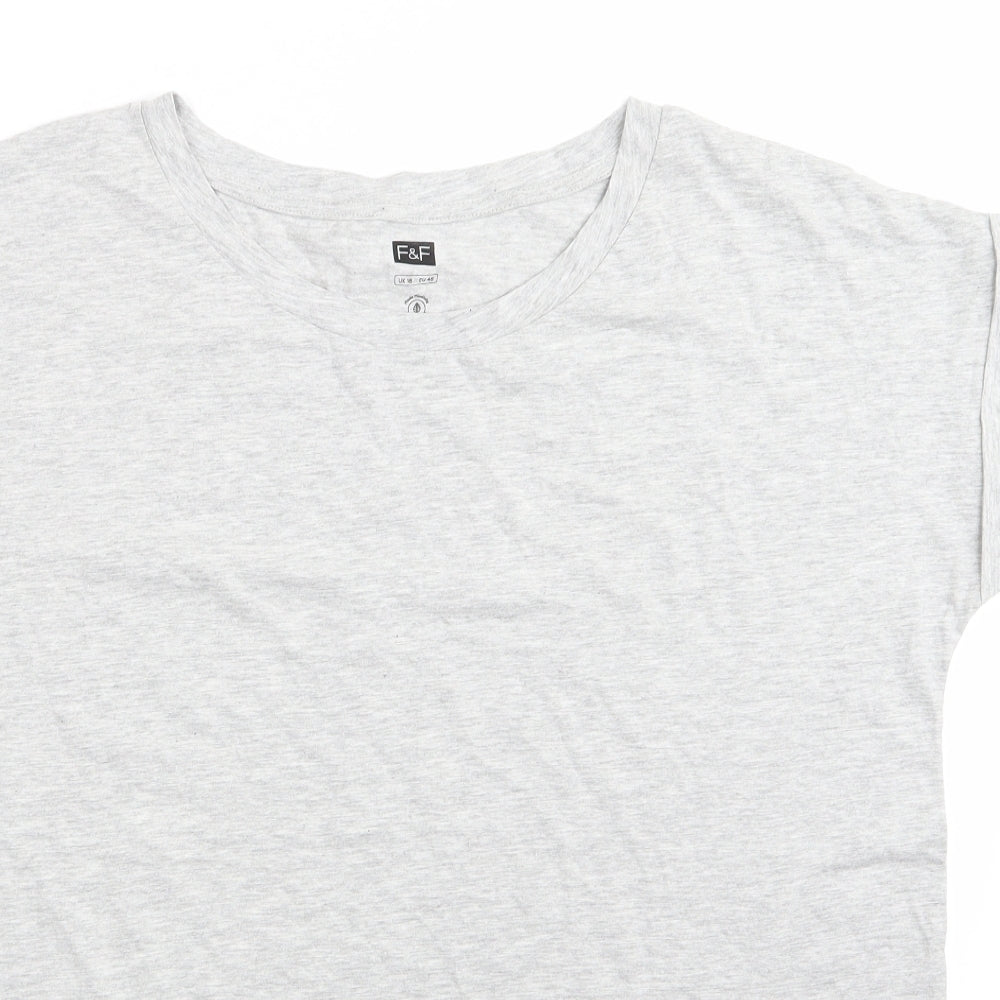 Florence and Fred Womens Grey  Cotton Basic T-Shirt Size 18 Round Neck - Grey Marl