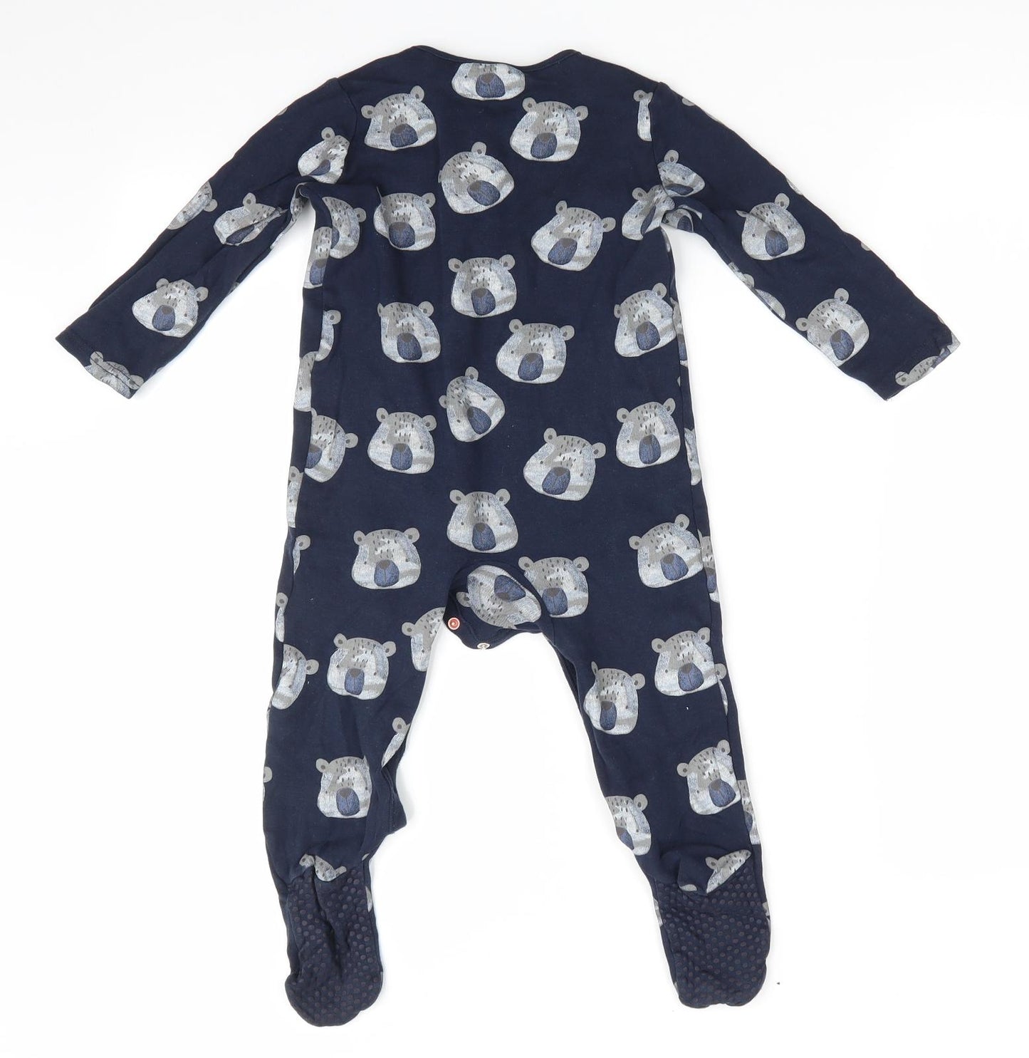 TU Baby Blue Animal Print Cotton Babygrow One-Piece Size 18-24 Months   - Teddy Bear Face
