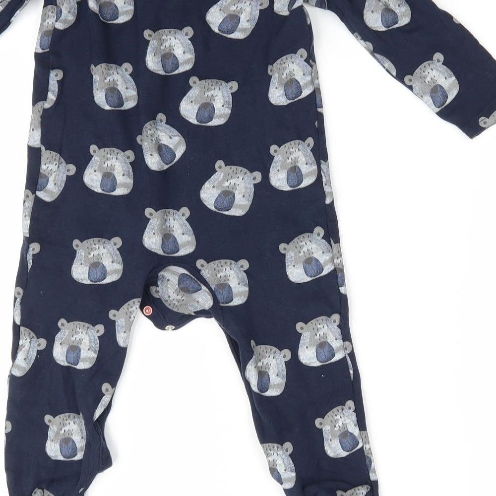 TU Baby Blue Animal Print Cotton Babygrow One-Piece Size 18-24 Months   - Teddy Bear Face