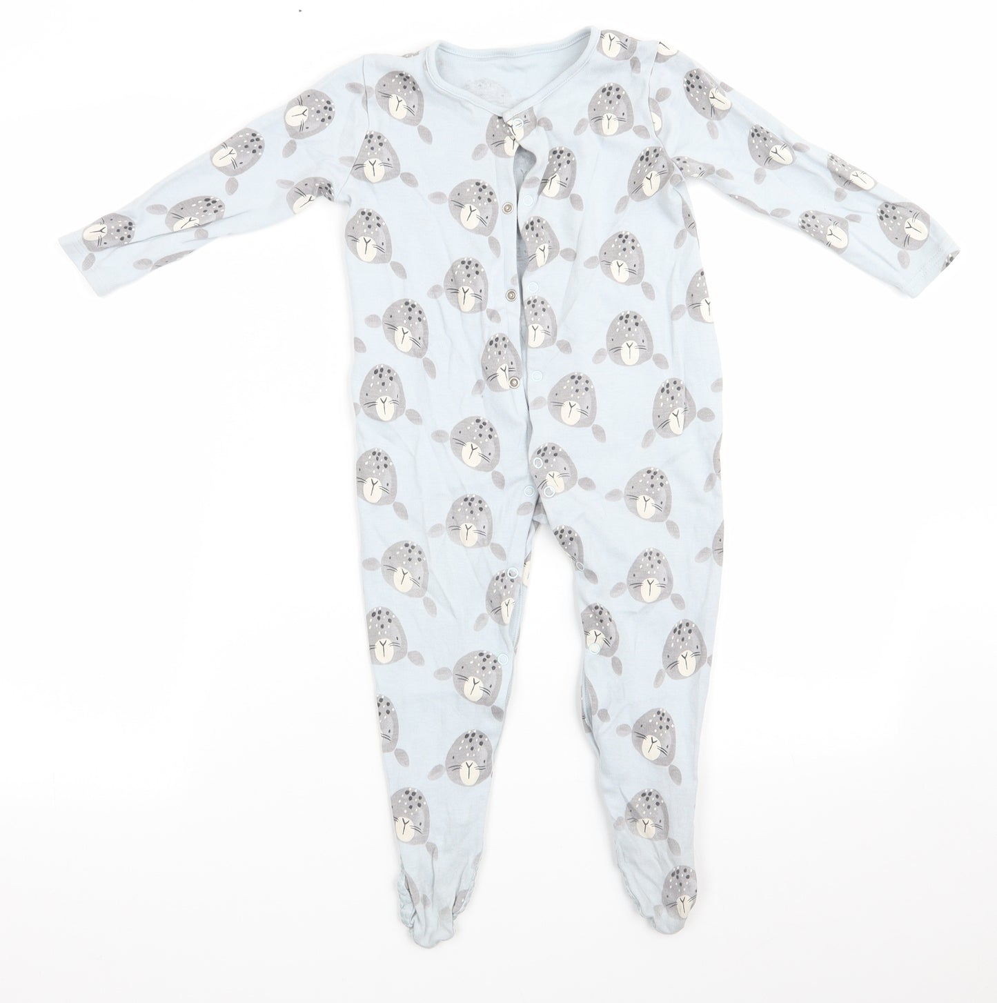 TU Boys Blue Animal Print Cotton Babygrow One-Piece Size 18-24 Months   - Animal Face