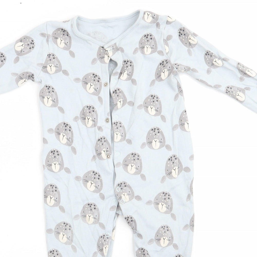 TU Boys Blue Animal Print Cotton Babygrow One-Piece Size 18-24 Months   - Animal Face