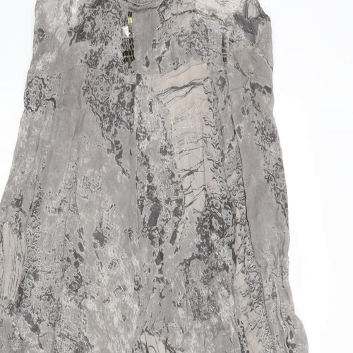 River Island Womens Grey   Fit & Flare    Scoop Neck  - Ruffled Sections Abstract Print