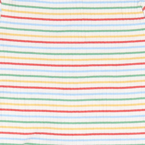 Cat Kids Boys Multicoloured Striped Cotton Basic T-Shirt Size 3-4 Years Round Neck  - Orange Yellow Green Blue