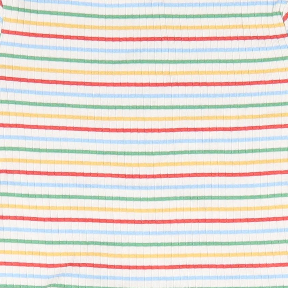 Cat Kids Boys Multicoloured Striped Cotton Basic T-Shirt Size 3-4 Years Round Neck  - Orange Yellow Green Blue