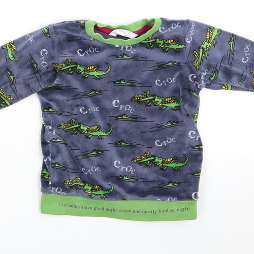 Marks and Spencer Boys Blue Animal Print Polyester  Pyjama Top Size 18-24 Months   - Crocodile print