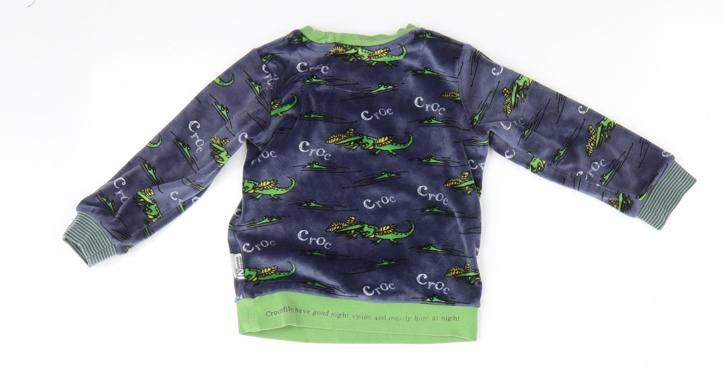 Marks and Spencer Boys Blue Animal Print Polyester  Pyjama Top Size 18-24 Months   - Crocodile print