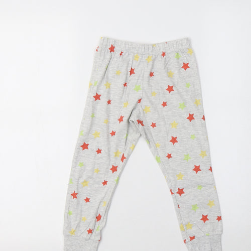 F&F Girls Grey Geometric Cotton  Pyjama Pants Size 3-4 Years   - Star Print