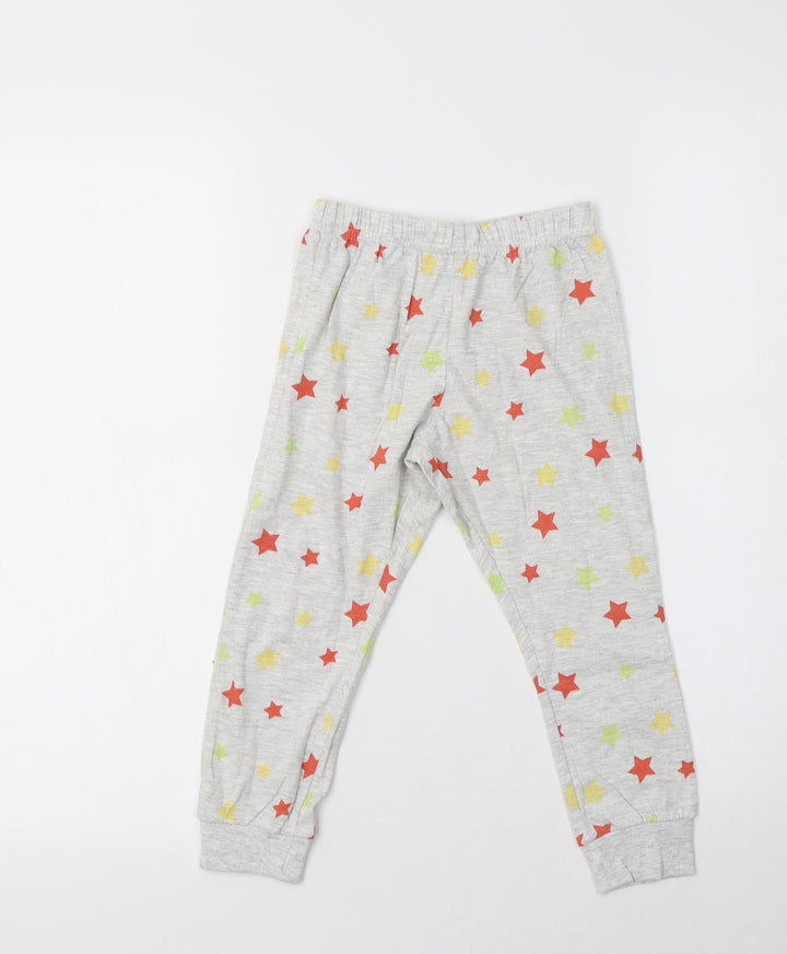 F&F Girls Grey Geometric Cotton Pyjama Pants Size 3-4 Years - Star Print