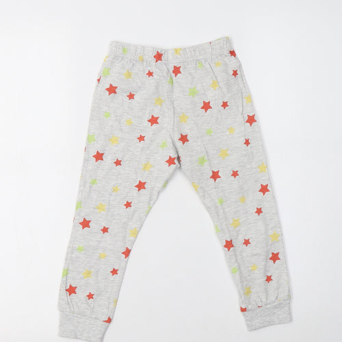 F&F Girls Grey Geometric Cotton  Pyjama Pants Size 3-4 Years   - Star Print