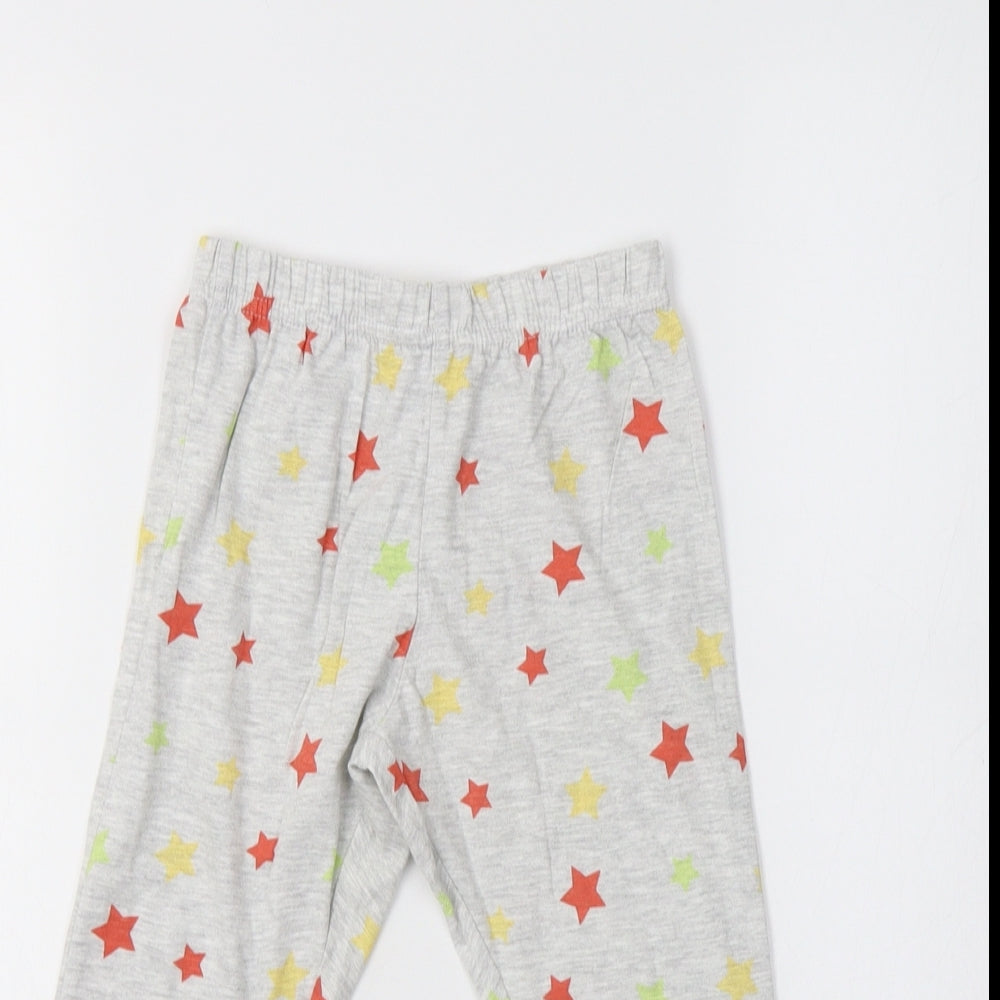 F&F Girls Grey Geometric Cotton  Pyjama Pants Size 3-4 Years   - Star Print