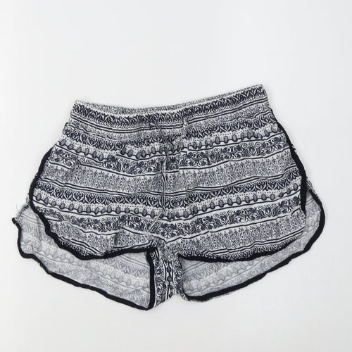 Primark Womens Blue Geometric Viscose Bermuda Shorts Size 8 L3 in Regular