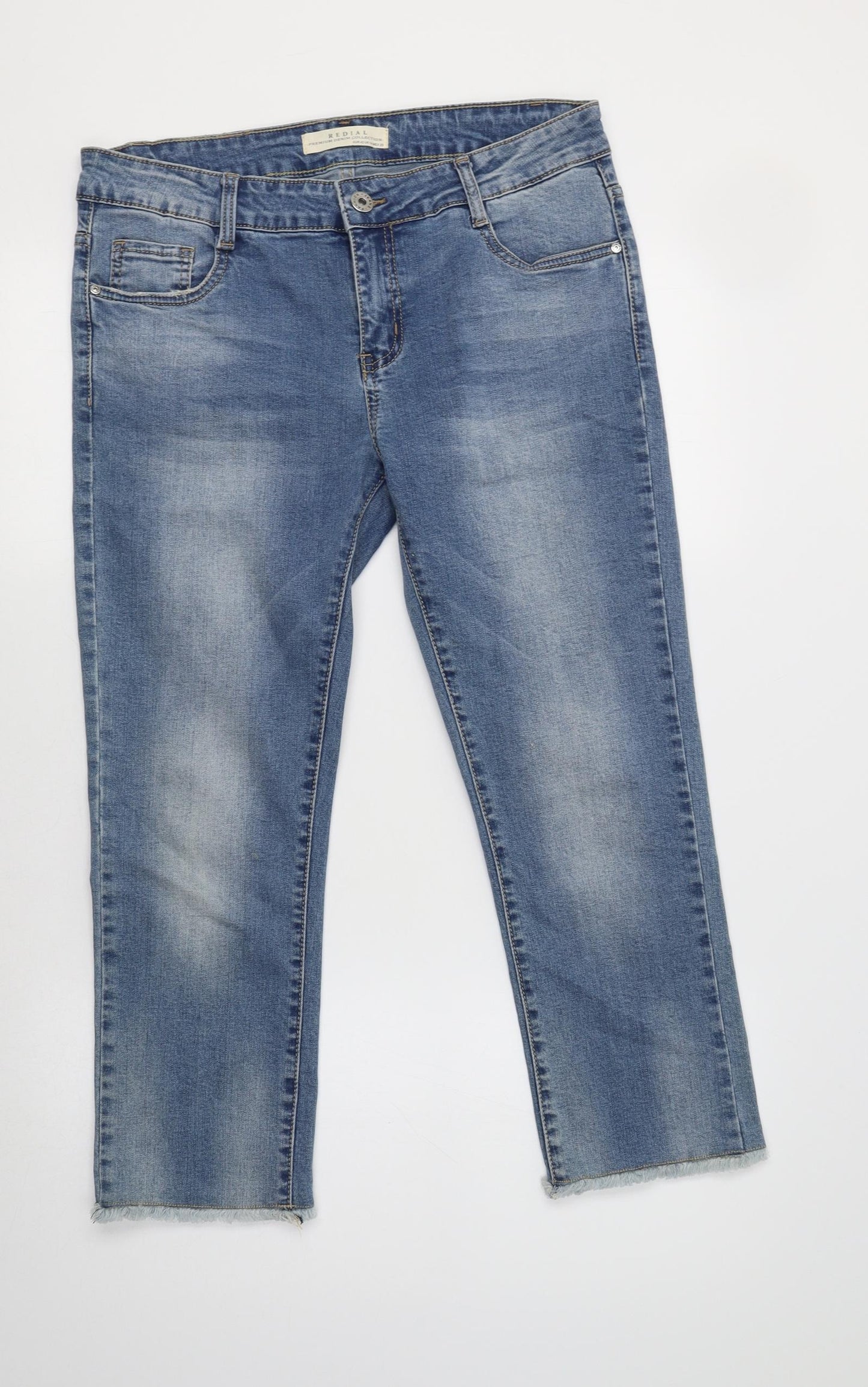 Redial Womens Blue  Cotton Cropped Jeans Size 14 L24 in Regular