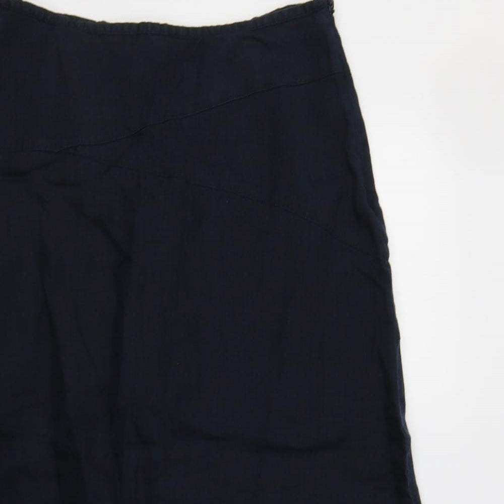 KEW Womens Blue  Linen A-Line Skirt Size 10