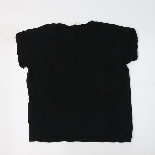 Grace & Milla Womens Black  Cotton Basic T-Shirt Size L Crew Neck