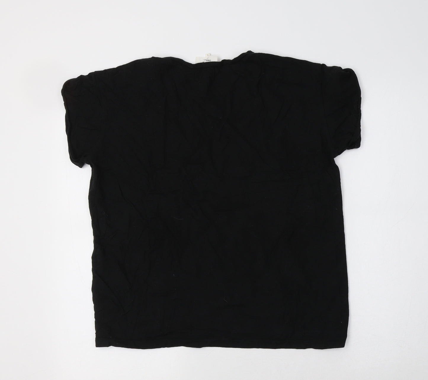 Grace & Milla Womens Black  Cotton Basic T-Shirt Size L Crew Neck