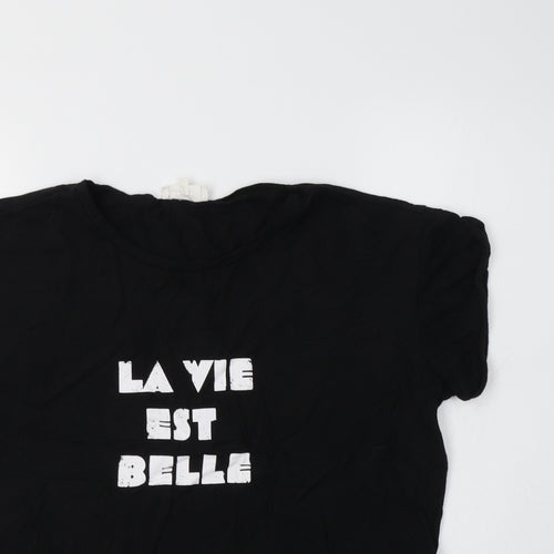 Grace & Milla Womens Black  Cotton Basic T-Shirt Size L Crew Neck