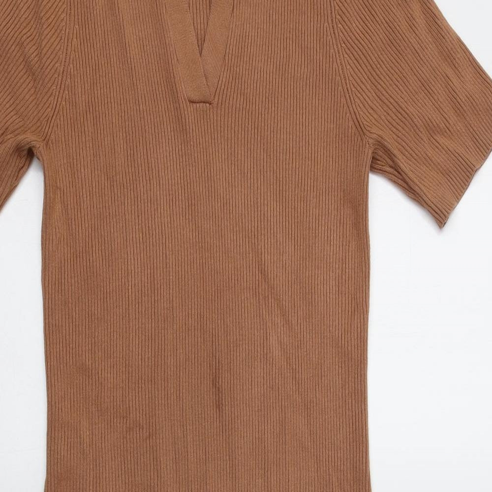 Primark Womens Brown  Viscose Bodycon  Size M  Collared