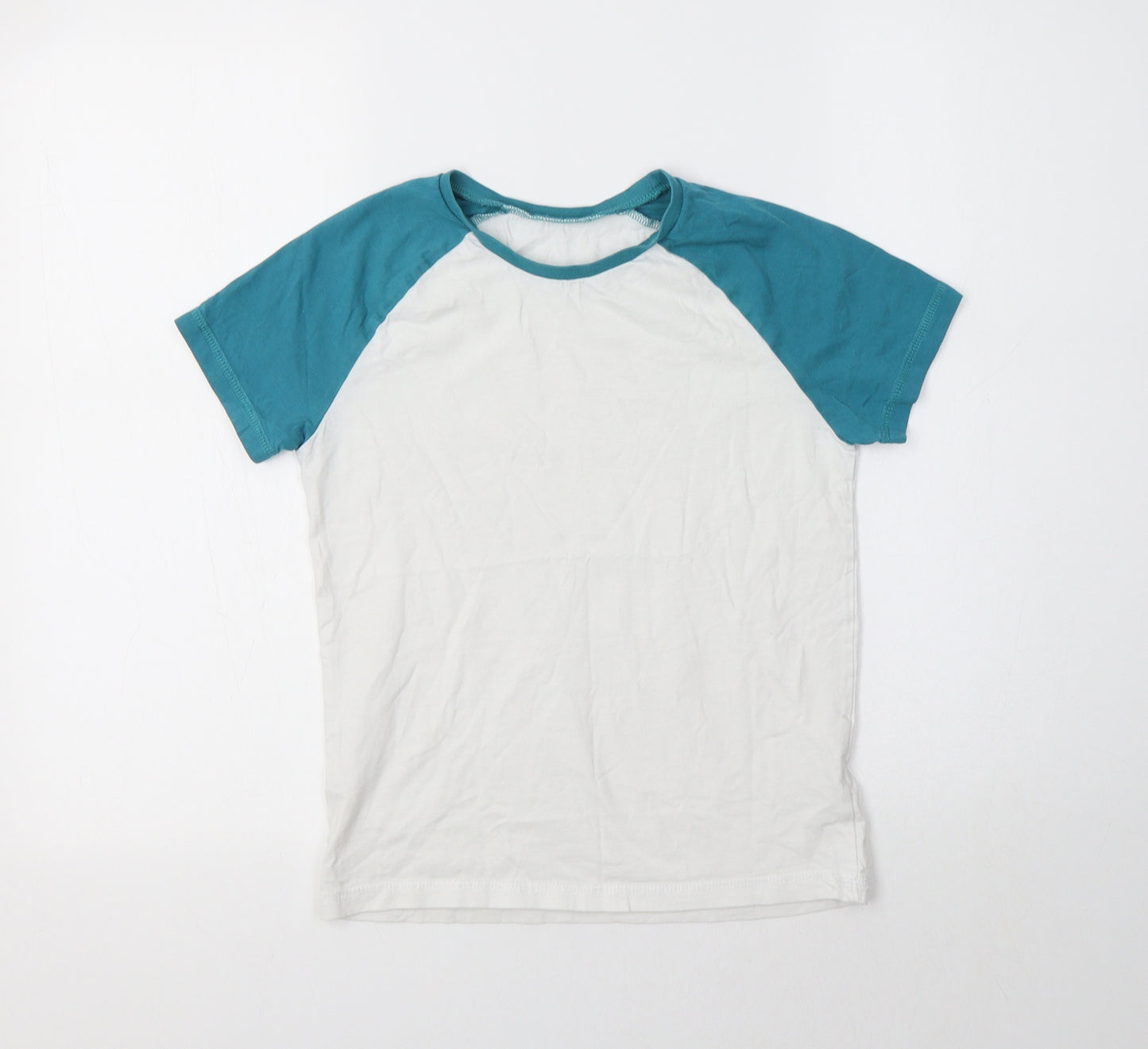 George Boys White Colourblock Cotton Basic T-Shirt Size 11-12 Years Crew Neck