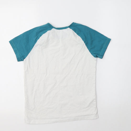 George Boys White Colourblock Cotton Basic T-Shirt Size 11-12 Years Crew Neck
