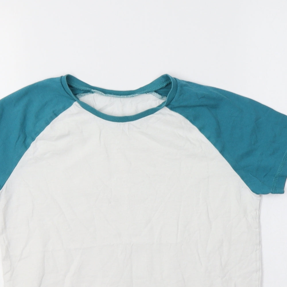 George Boys White Colourblock Cotton Basic T-Shirt Size 11-12 Years Crew Neck