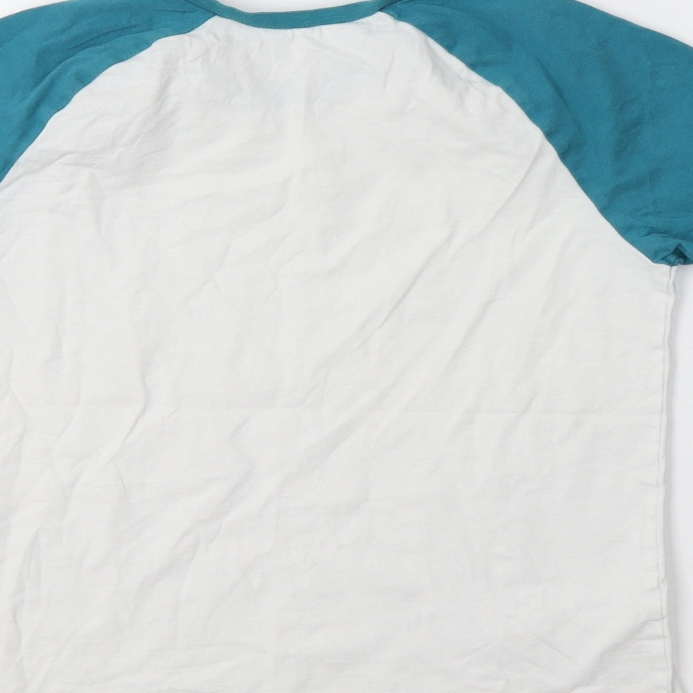 George Boys White Colourblock Cotton Basic T-Shirt Size 11-12 Years Crew Neck