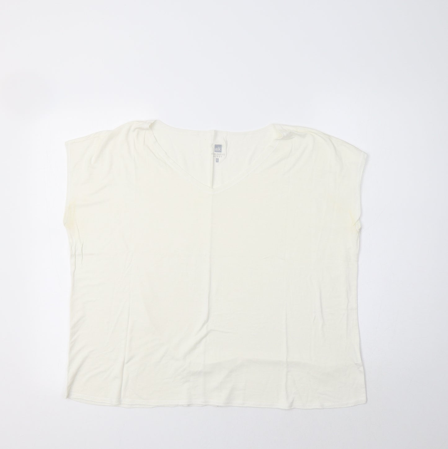 Anne Kanner Womens Ivory  Viscose Basic Blouse Size L V-Neck