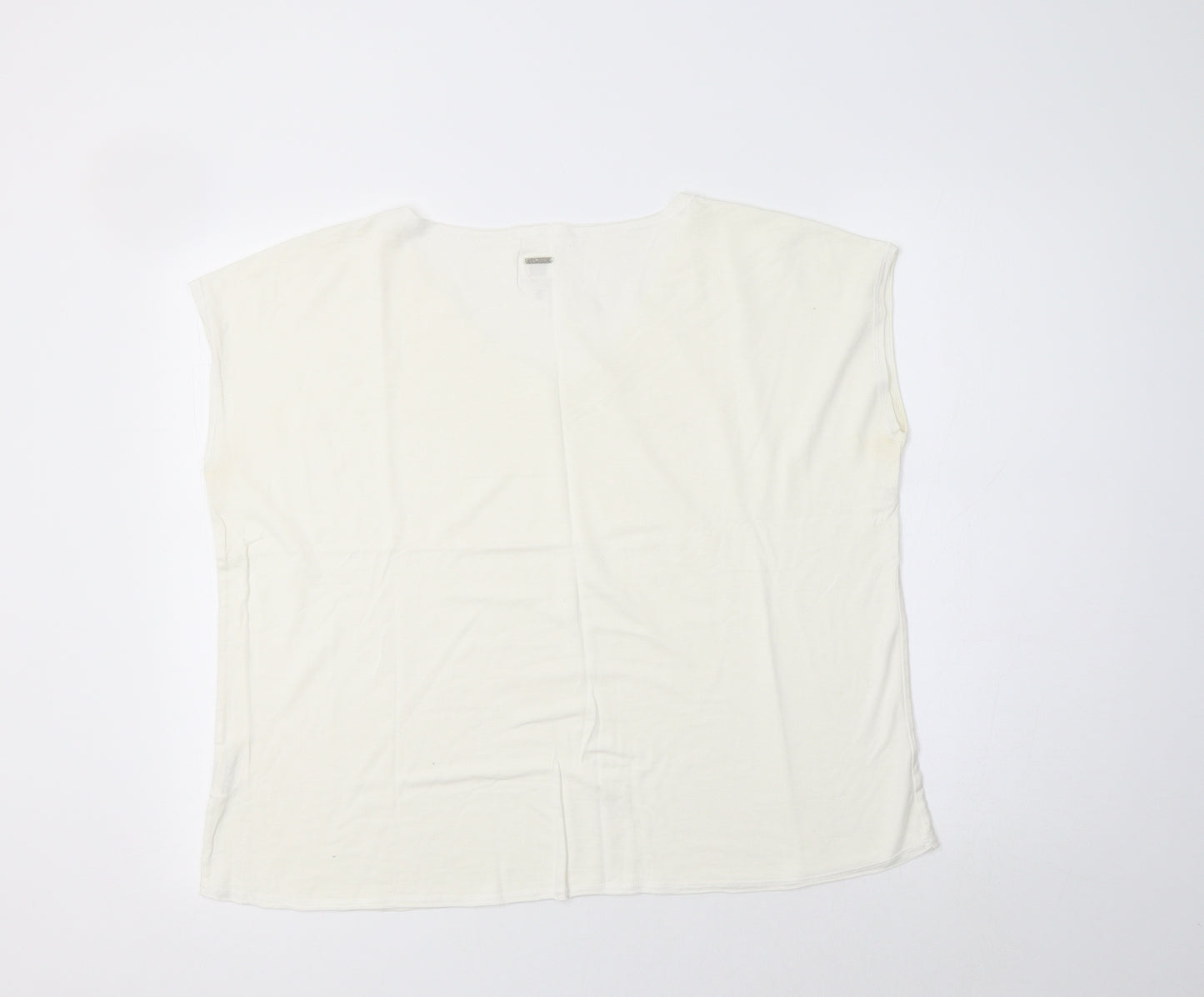 Anne Kanner Womens Ivory  Viscose Basic Blouse Size L V-Neck